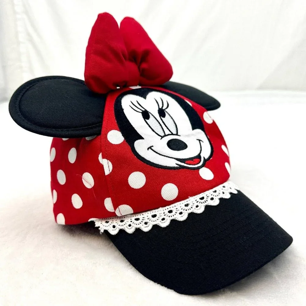 Disney Parks Minnie Mouse Snapback Adjustable Toddler Size Cap Hat Red Black